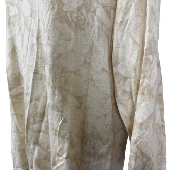 J Jill Silk Cotton Cashmere Blend Beige Ivory Floral Lightweight Sweater sz XL - Picture 9 of 16